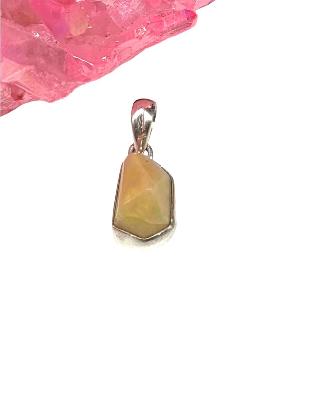 Ethiopian Fire Opal Necklace Pendant Solid 925 Sterling Silver Raw Rough